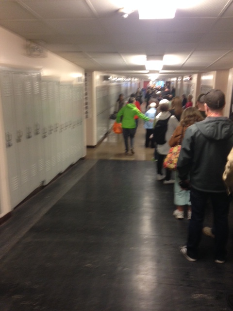 A long lineup to vote at King George High School in Vancouver.