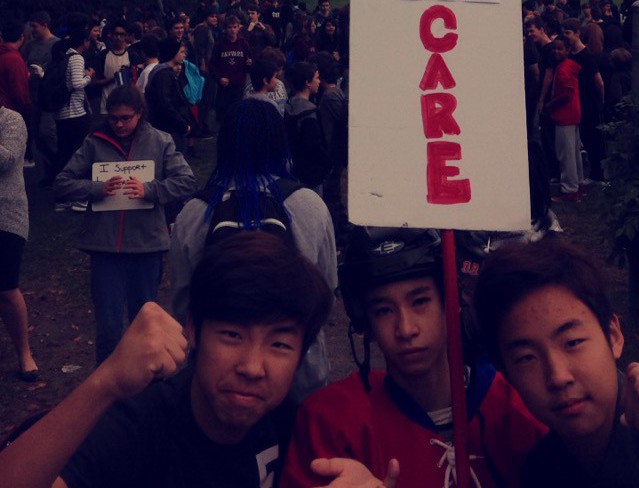 Students at Macdonald High School walked out of classes to support their teachers, Wednesday, October 7, 2015.