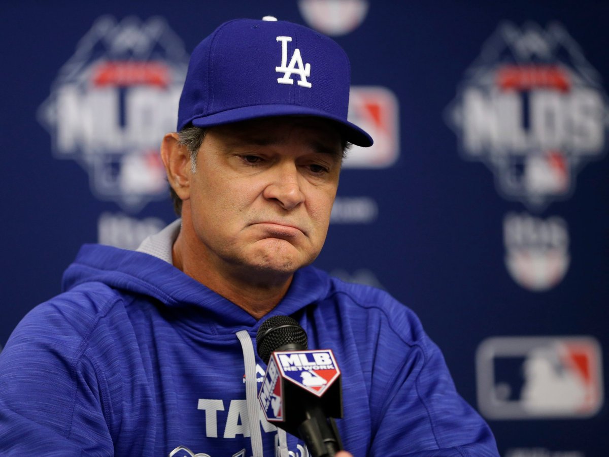 Former Los Angeles Dodgers manager Don Mattingly speaks during a news conference before Game 3 of baseball’s National League Division Series against the New York Mets in New York.