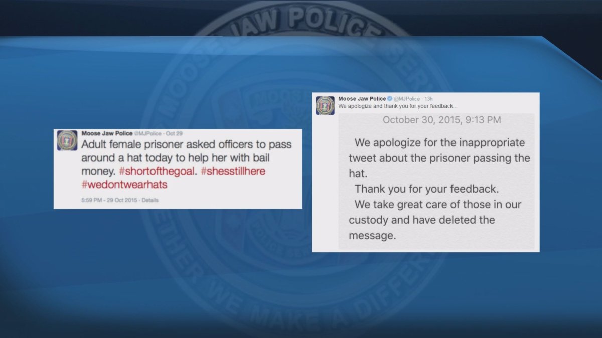 The tweet and apology issued by Moose Jaw Police on Friday night.