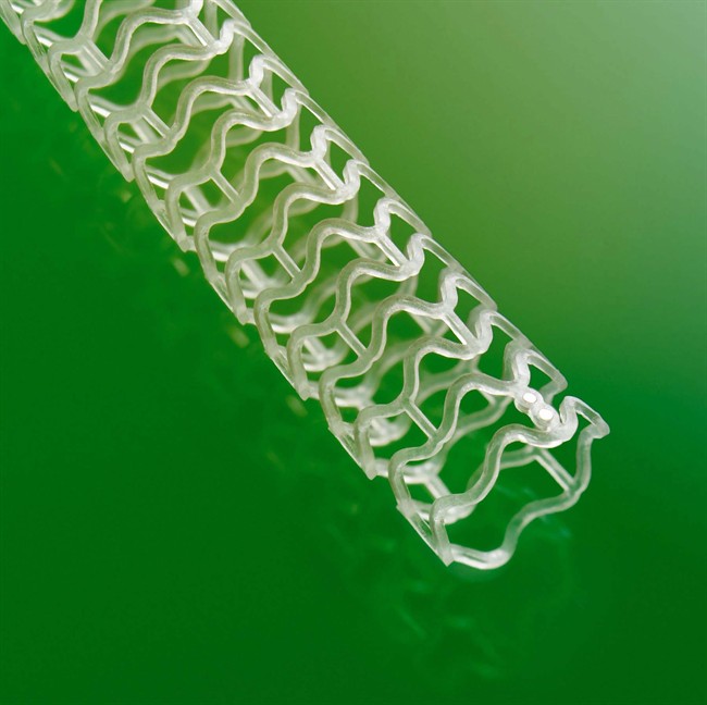 This image shows an experimental heart stent "Absorb." Doctors say the new type of heart stent that works like dissolving stitches, slowly going away after it has done its job. It passed its first major test in a large study. Photo provided by undated image provided by Abbott.
