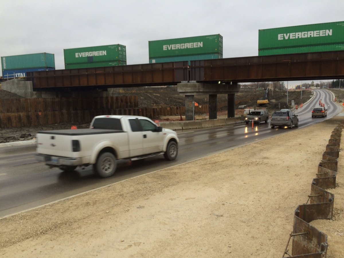 Two lanes of the Plessis Underpass opened Saturday after a year delay.