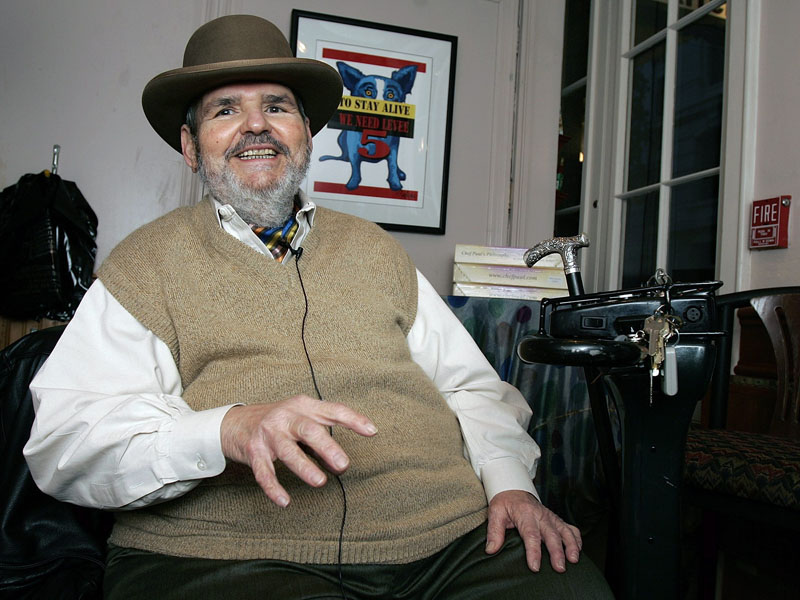 Chef Paul Prudhomme gestures during an interview at his French Quarter restaurant, K-Paul's Louisiana Kitchen, in New Orleans, Friday, Feb. 2, 2007.    (AP Photo/Bill Haber).
