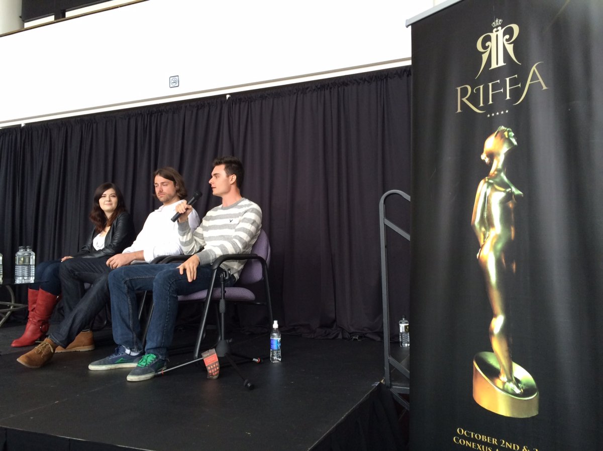 Actors and a director answer questions about their film at the Conexus Arts Centre in 2015.