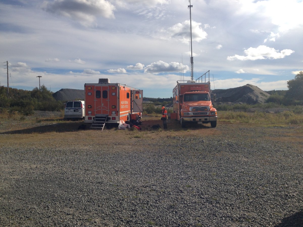 Halifax Search and Rescue vehicles at a site just off of Kearney Lake Road.
