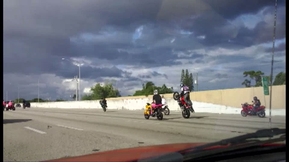 Caught On Camera Bikers Perform Dangerous Stunts On