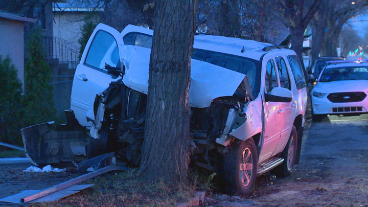 Alcohol may be a factor after an SUV crashed into a power pole and a tree Wednesday morning in Saskatoon.Alcohol may be a factor after an SUV crashed into a power pole and a tree Wednesday morning in Saskatoon.