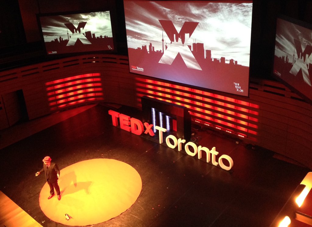Host Drew Dudley had plenty of motivational words-of-wisdom to share with the TEDxToronto audience; Oct. 22, 2015.