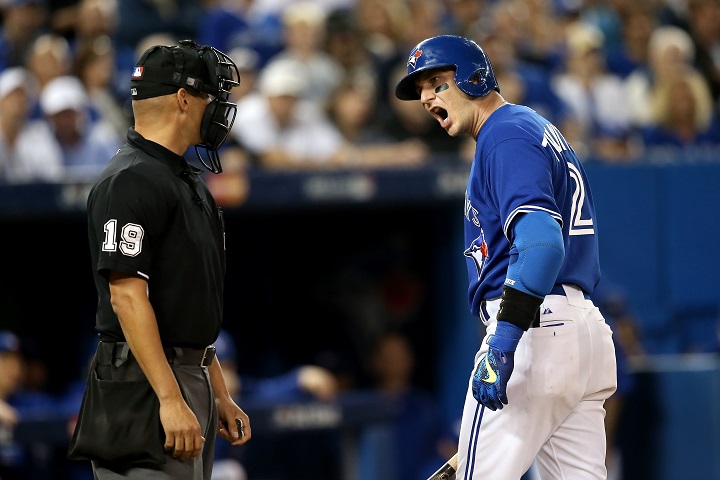 Toronto shortstop Troy Tulowitzki was just one of several Blue Jays upset with the strike zone in Friday's 6-4 loss to Texas.