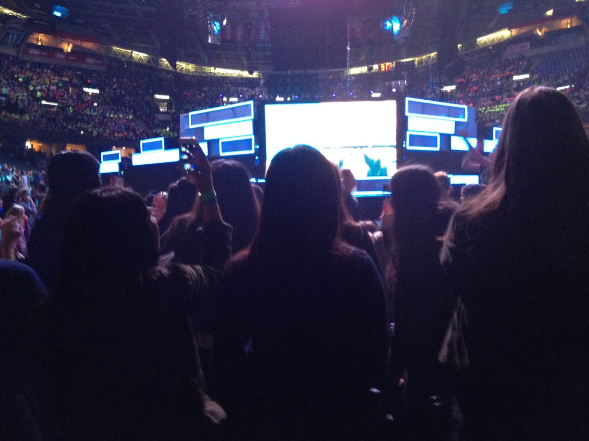 16,000 students fill the Scotiabank Saddledome for WE Day on October 27, 2015