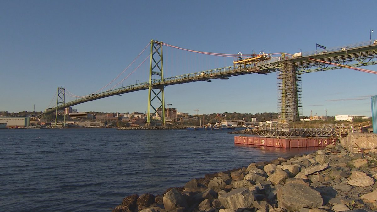 The Angus L. Macdonald Bridge is pictured here undergoing work in October, 2015.