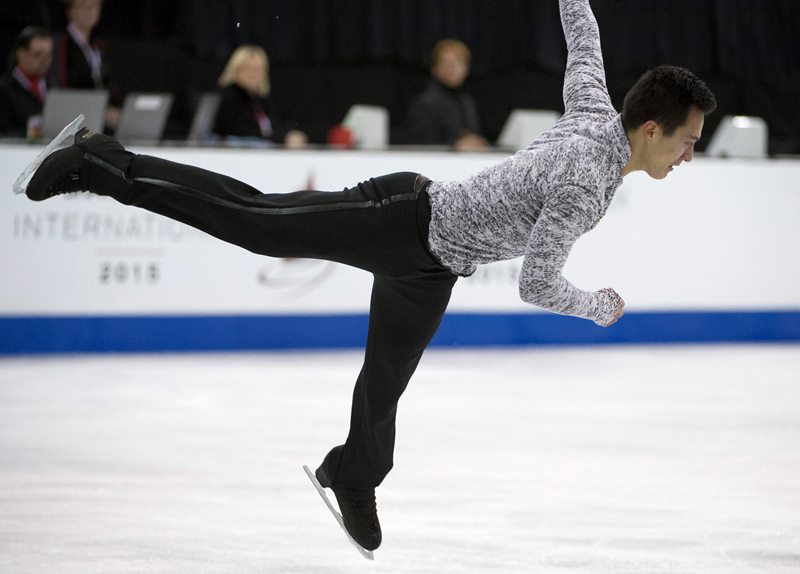 Patrick Chan, of Canada, skates to win the gold medal during the men's free skating event at Skate Canada International in Lethbridge, Alta., Saturday, Oct. 31, 2015.