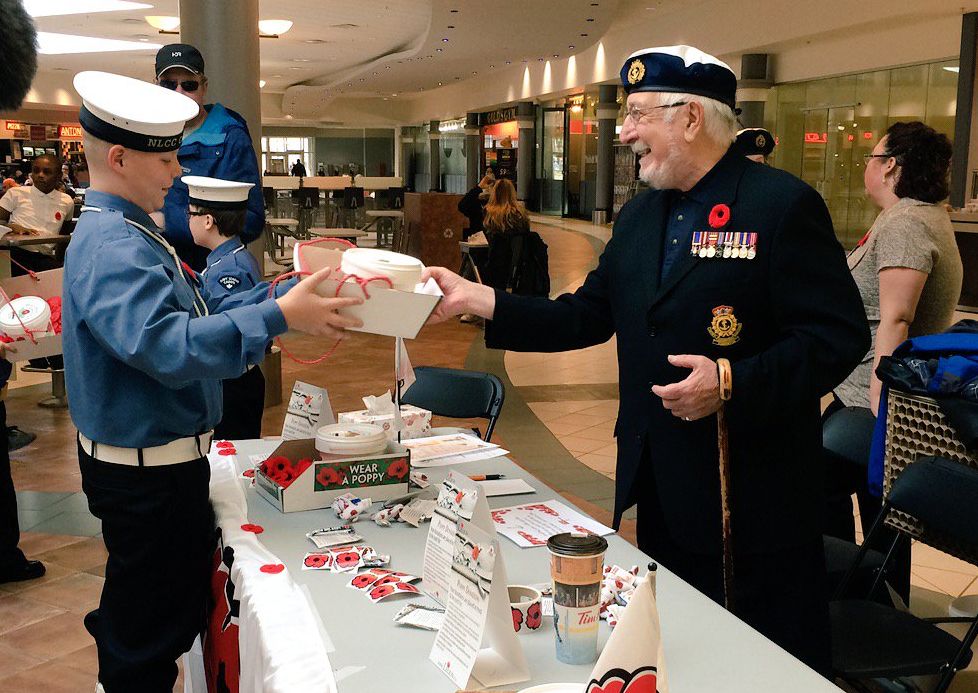 Cadets help collect donations for the Greater Edmonton Poppy Fund on Nov. 7, 2015 at Westmount Mall.