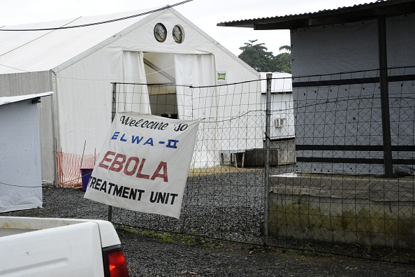 This photo taken on July 20, 2015 shows the entrance to the Elwa clinic, an ebola treatment center in Monrovia. 