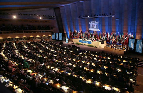 Officials attend the 38th session of the general conference of the United Nations children's agency UNESCO, on November 3, 2015, in Paris.  
