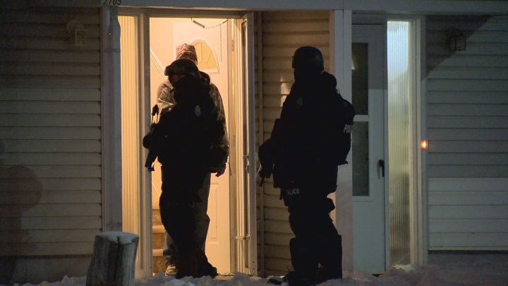 The Lethbridge Regional Police Service execute a "high-risk" search warrant on Nov. 24, 2015.