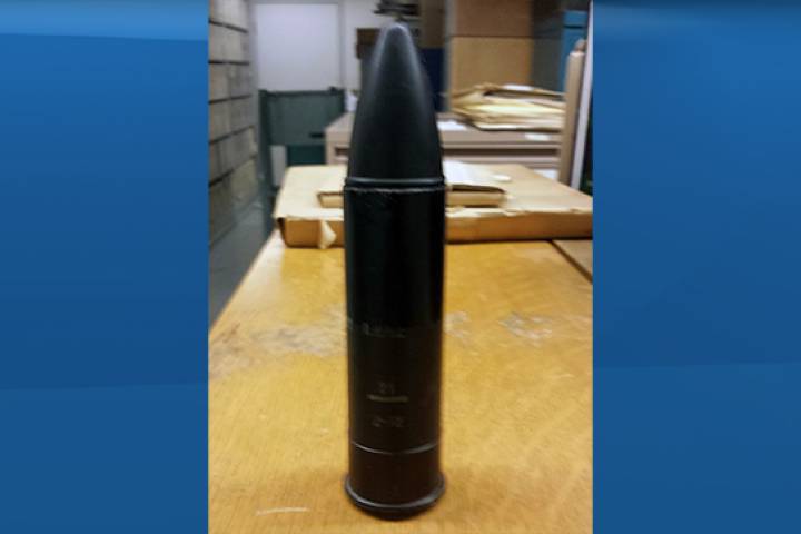 Toronto police evacuated CBC headquarters in Toronto after this artillery shell was found within a military artifact on Friday, Nov. 6.