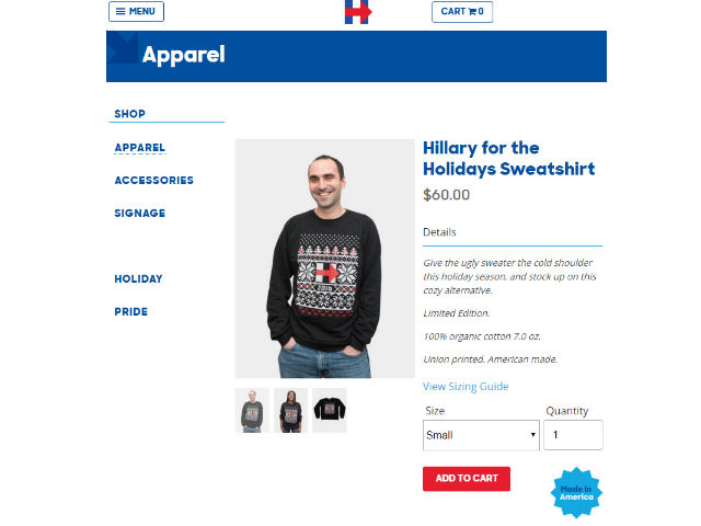 If you're a Canadian, buying this snazzy Hillary Clinton campaign sweater could be in violation of U.S. campaign contribution law.