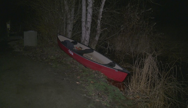 Rescue crews responded to a report of two men in the water after a canoe sank on Nov. 25, 2015.