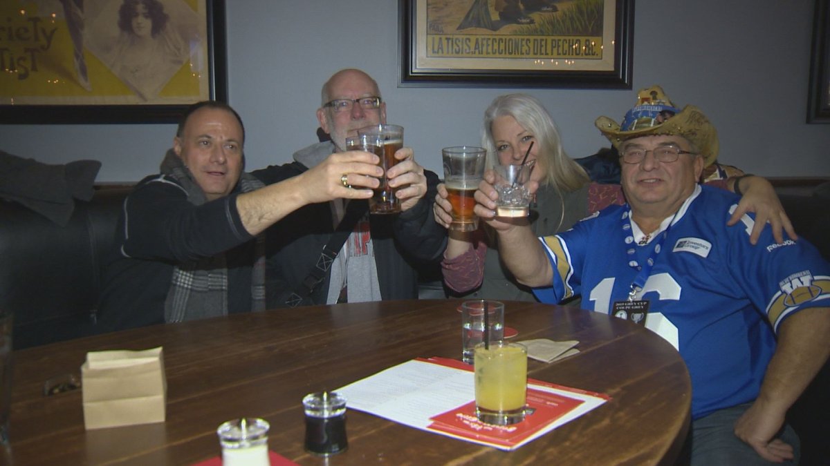 CFL fans celebrating the first night of the Grey Cup Festival.  Nov, 25 2015.