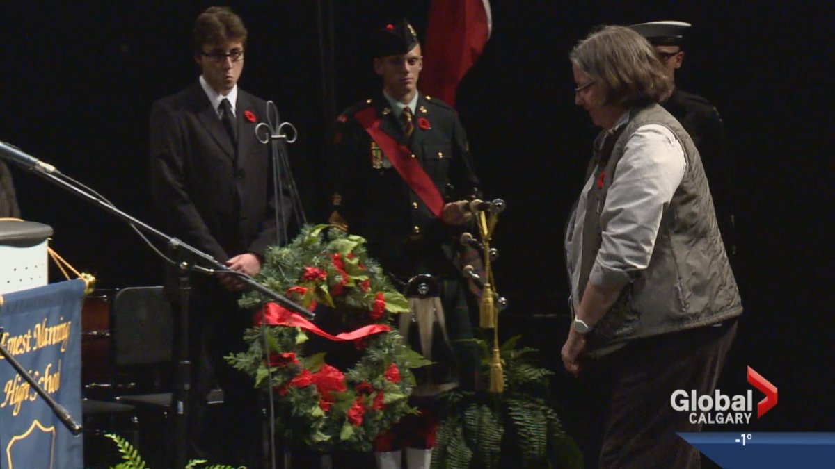 Captain Nichola Goddard was among the fallen soldiers remembered Monday at a special ceremony at Ernest Manning High School.  Her mother flew in to speak to students.