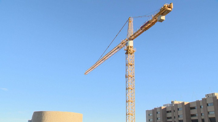 Two cranes have been installed to move materials at the construction site of the Children's Hospital of Saskatchewan, which is scheduled to open in 2019.