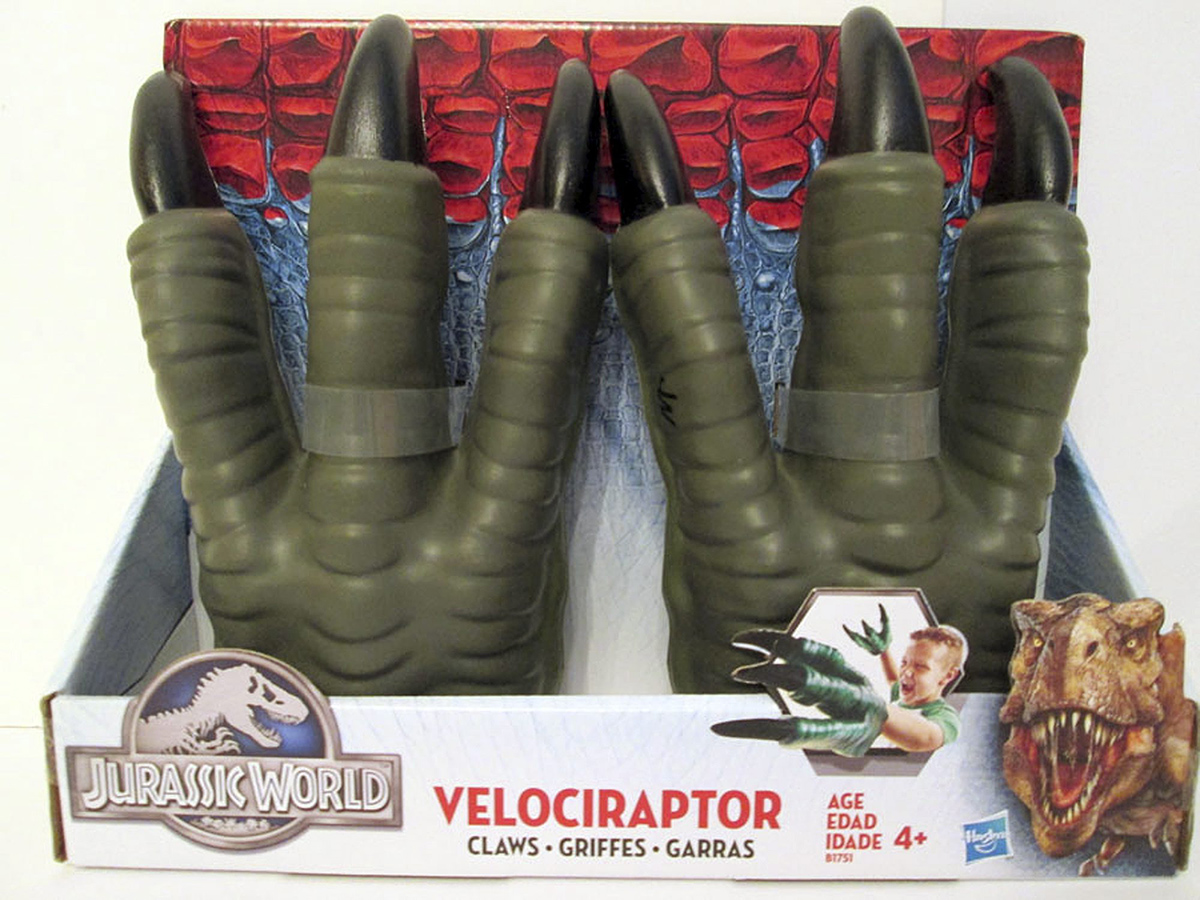 This undated photo provided by the consumer watchdog group World Against Toys Causing Harm (WATCH) shows toy dinosaur claws, which made the group's annual list of hazardous toys.