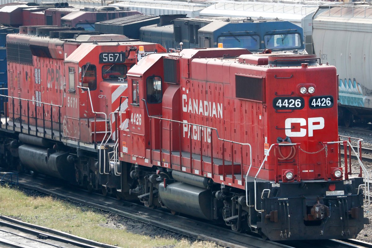 Canadian Pacific (formerly Canadian Pacific Railway or CPR) locomotives in Calgary, Alberta on Aug. 29, 2015.  