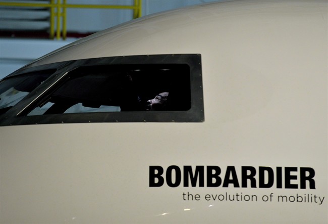 A mock up of a Bombardier Global 7000 aircraft is shown during a media tour in Toronto on Tuesday, November 3, 2015. Struggling aerospace giant Bombardier Inc. is asking the federal government for financial help.Federal Economic Development Minister Navdeep Bains said today he has received an official request for assistance from the company that included a specific dollar figure.