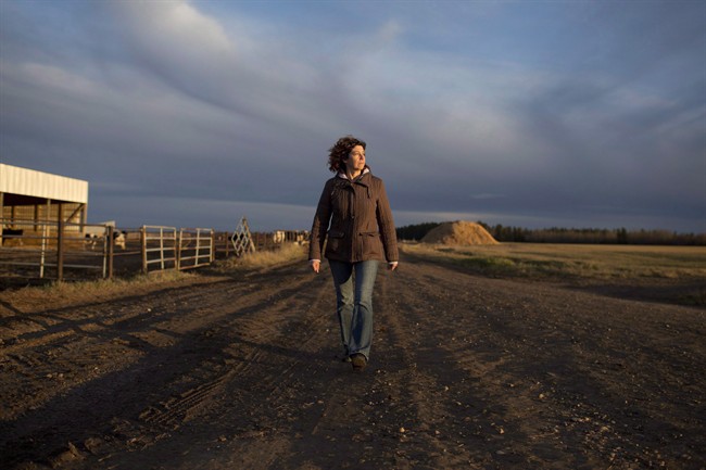 Lonni Saken is pictured on her farm near Edson, Alta., on Friday, Oct. 30, 2015.