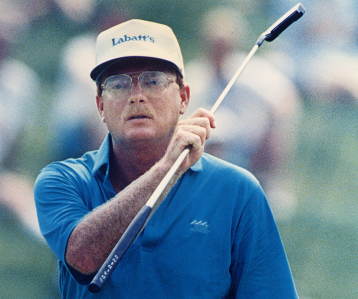 Dan Halldorson of Brandon, Manitoba tries to coax in a putt on the 16th gren during third round play of the Canadian Open at Glen Abbey in Oakville, Saturday, June 24, 1989. Halldorson, a Canadian Golf Hall of Famer who enjoyed a long career on the PGA Tour, has died.