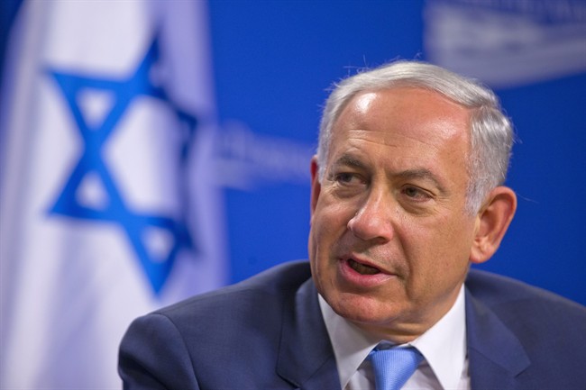 Israeli Prime Minister Benjamin Netanyahu speaks at the Center for American Progress in Washington, Tuesday, Nov. 10, 2015.