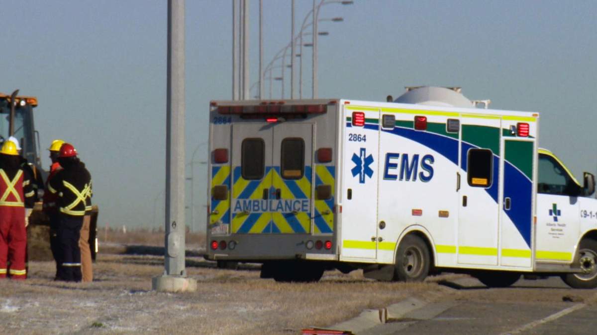 Emergency crews transported a man with burn injuries to hospital from Metis Trail and 80 Avenue N.E. 