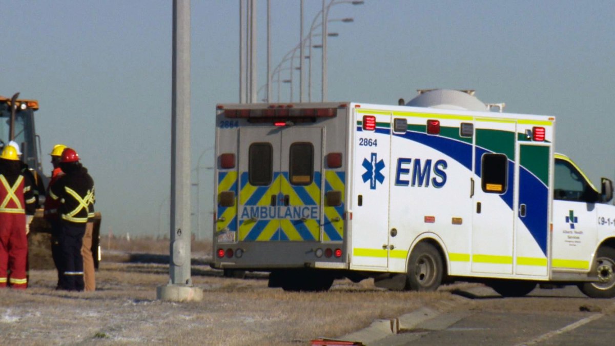 Emergency crews transported a man with burn injuries to hospital from Metis Trail and 80 Avenue N.E. 