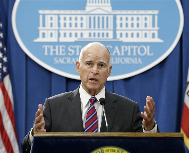 FILE - In this Wednesday, Sept. 9, 2015, file photo, California Gov. Jerry Brown gestures during a news conference, in Sacramento, Calif. Brown directed state oil and gas regulators to investigate the oil and gas potential of his family’s ranch land in Northern California, state records obtained by the Associated Press show.