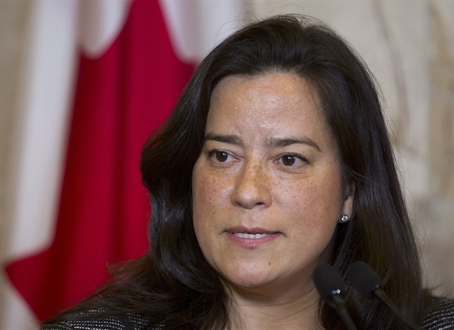 Minister of Justice Jody Wilson-Raybould holds a news conference in Ottawa, Monday, November 16, 2015. 