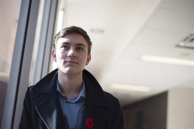 Martin Hinrichs-Pymm, a first year voice performance student at Wilfrid Laurier University, is pictured at the university in Waterloo, Ont., on Monday, Nov. 9, 2015. Hinrichs-Pymm underwent a liver transplant surgery in September 2014 and was able to have guests stop by often. He says this helped with his recovery. THE CANADIAN PRESS/Hannah Yoon.