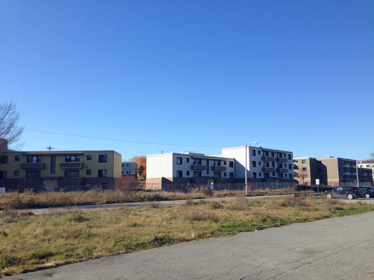All the buildings but the school will soon be demolished.