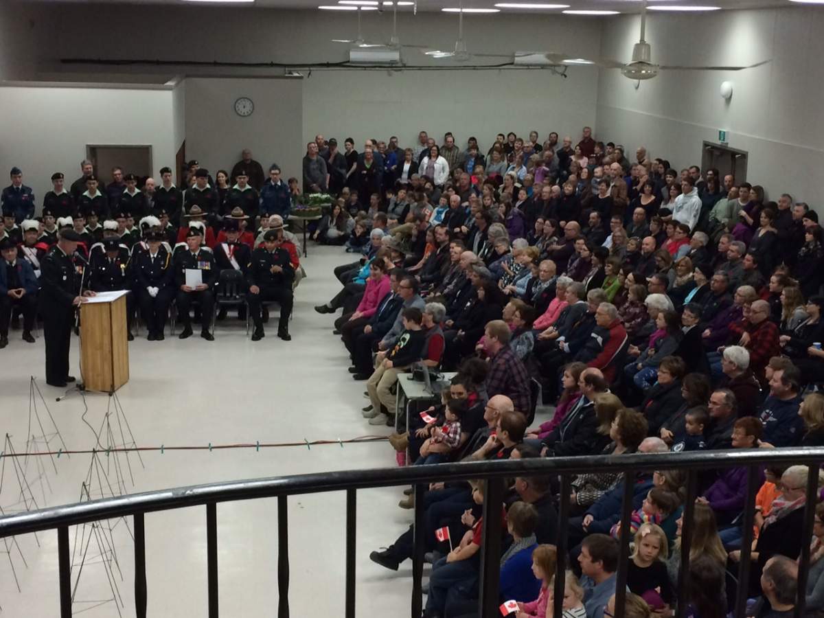 Standing room only at the Remembrance Day ceremony in St. Pierre Jolys.