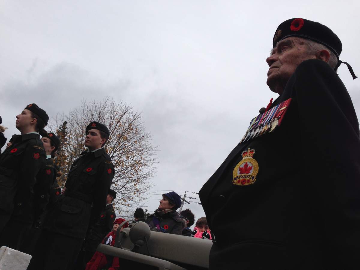 Rowland Marshall takes part in a Remembrance Day service in Porters Lake, NS.