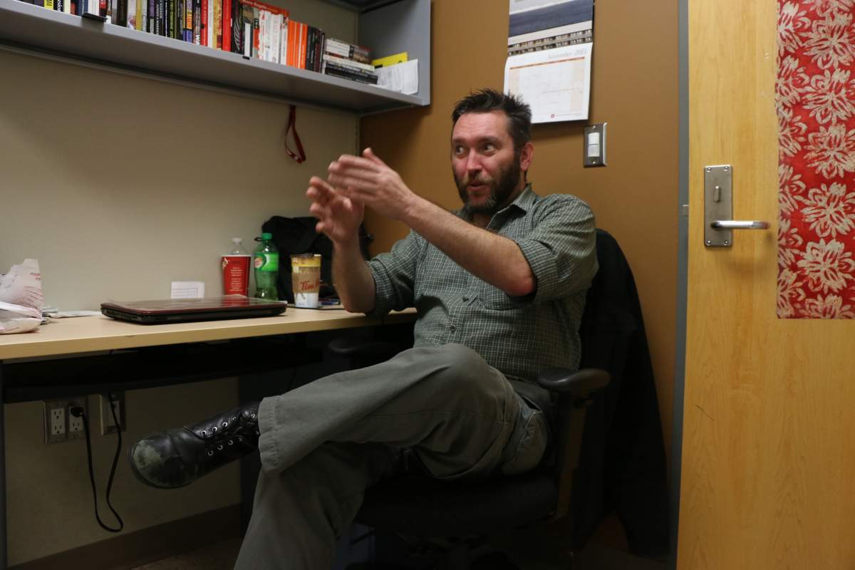 Callaghan in his office at the University of Toronto.
