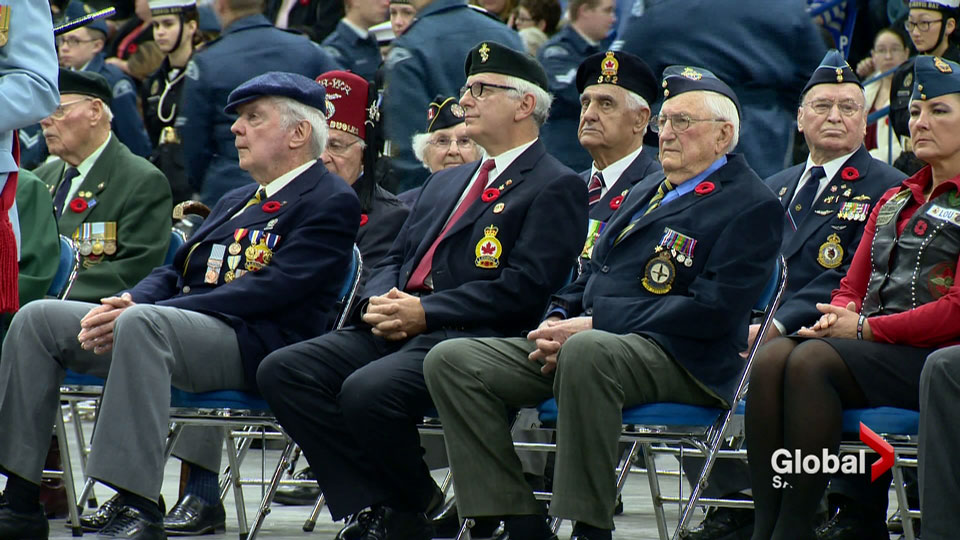 One of Canada's largest indoor Remembrance Day ceremonies gave Saskatoon-area residents a chance to thank active service members and war veterans.