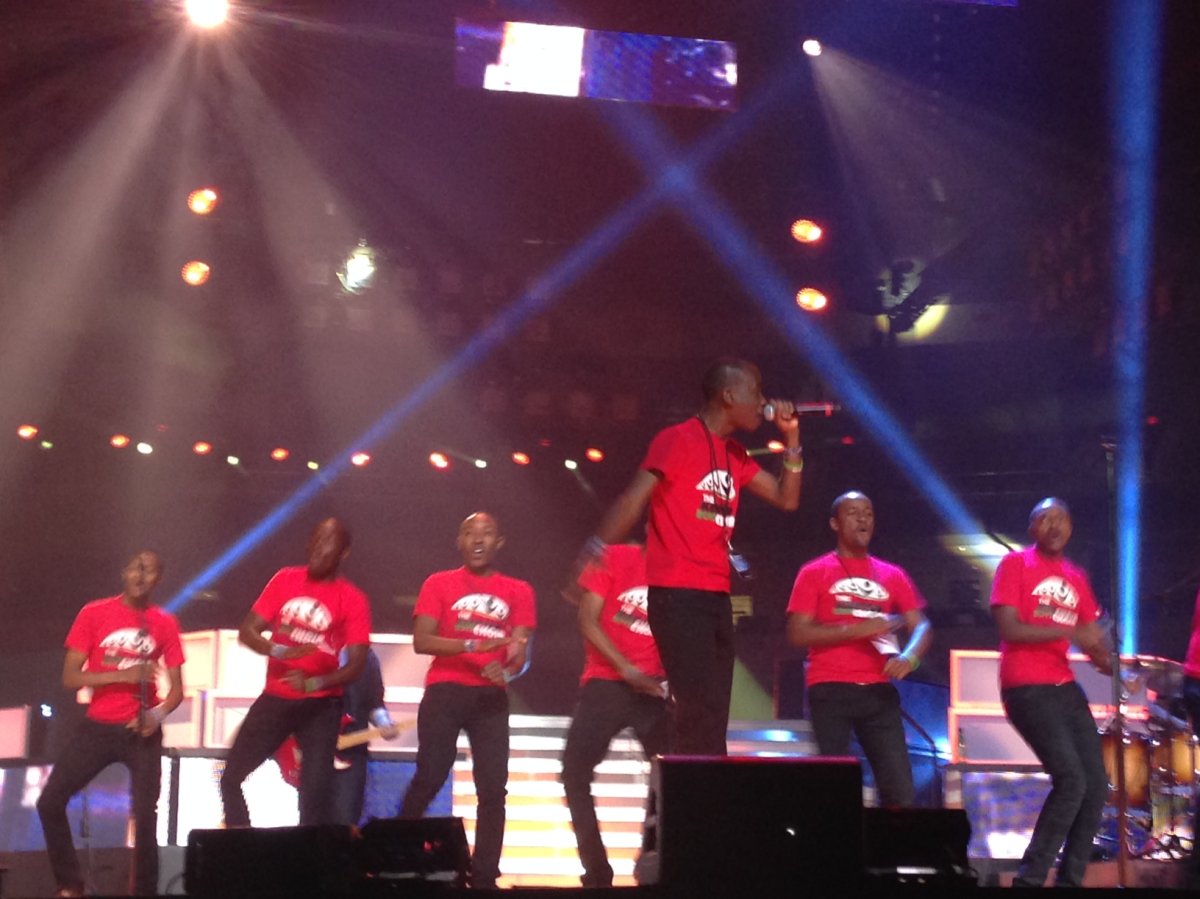 The Kenyan Boys Choir and JRDN perform on stage at the MTS Centre ahead of We Day.