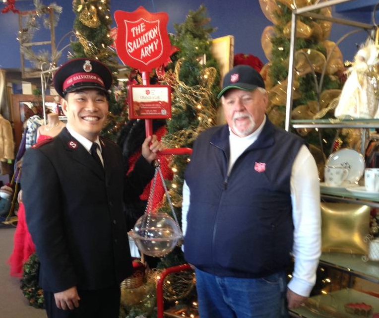 Lieutenant Peter Kim and Barney Barnaby, with the Salvation Army.