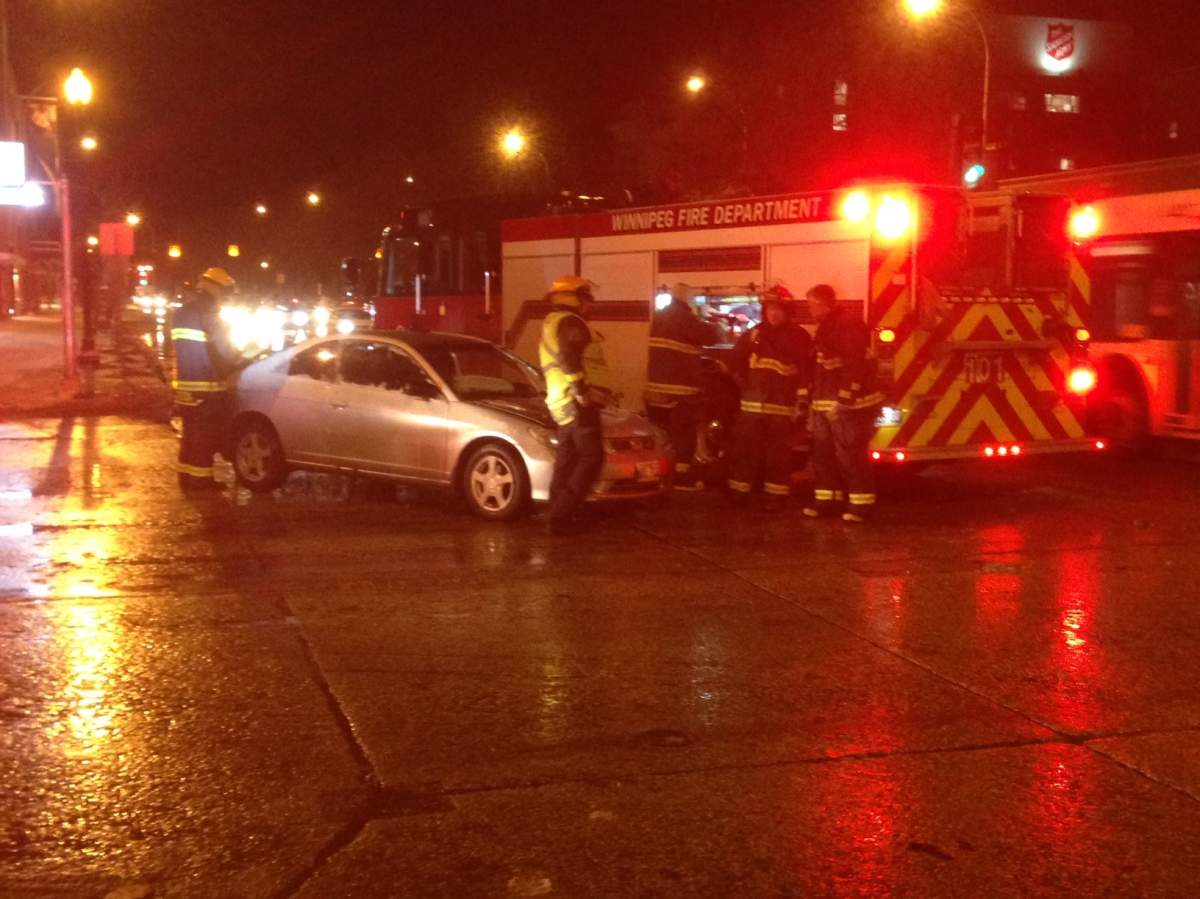 Winnipeg Police respond to two vehicle crash on Main St. & Logan Ave.
