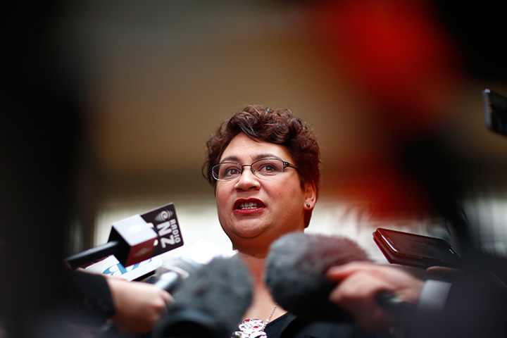 Green party co-leader Metiria Turei speaks to media on September 21, 2014 in Auckland, New Zealand.