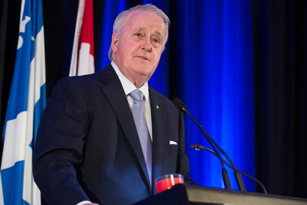 Former Prime Minsiter Brian Mulroney speaks during a dinner gala in Montreal, Wednesday, June 3, 2015.  