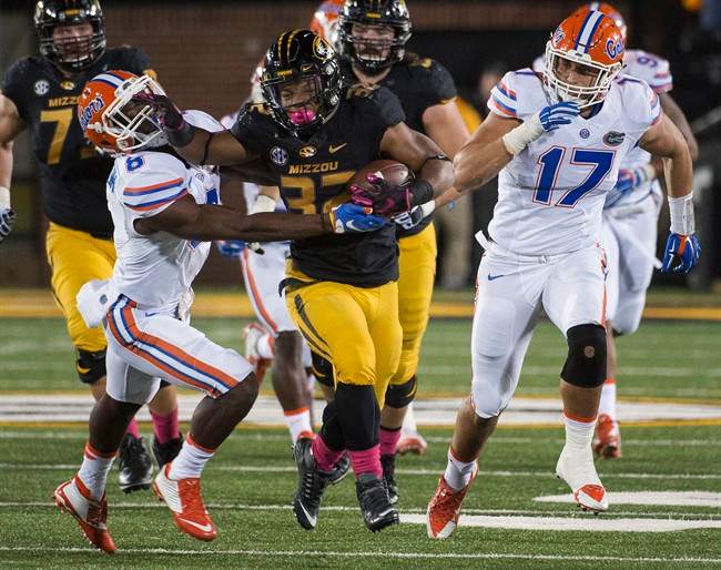 Some Missouri football players announced Saturday night, Nov. 7, 2015, on Twitter that they will not participate in team activities until the university president, Tim Wolfe, is removed from office. The statement from the athletes of color was tweeted out Saturday by several members of the football team, including Hansbrough. (AP Photo/L.G. Patterson. File)