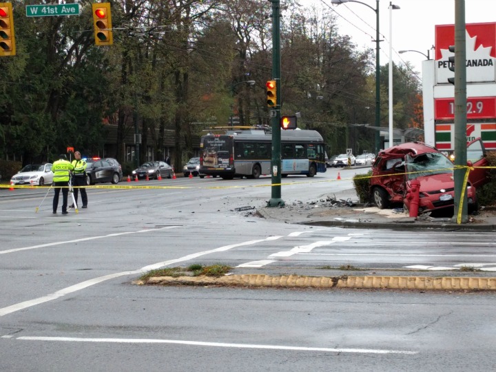 Police investigate a fatal crash in Vancouver on Nov. 14, 2015.