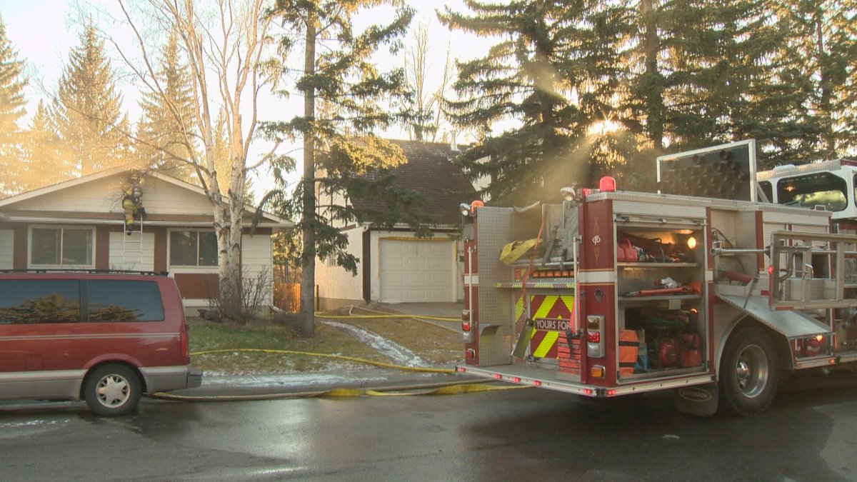 The Calgary Fire Department responds to fire at Oakhill Drive Monday afternoon .